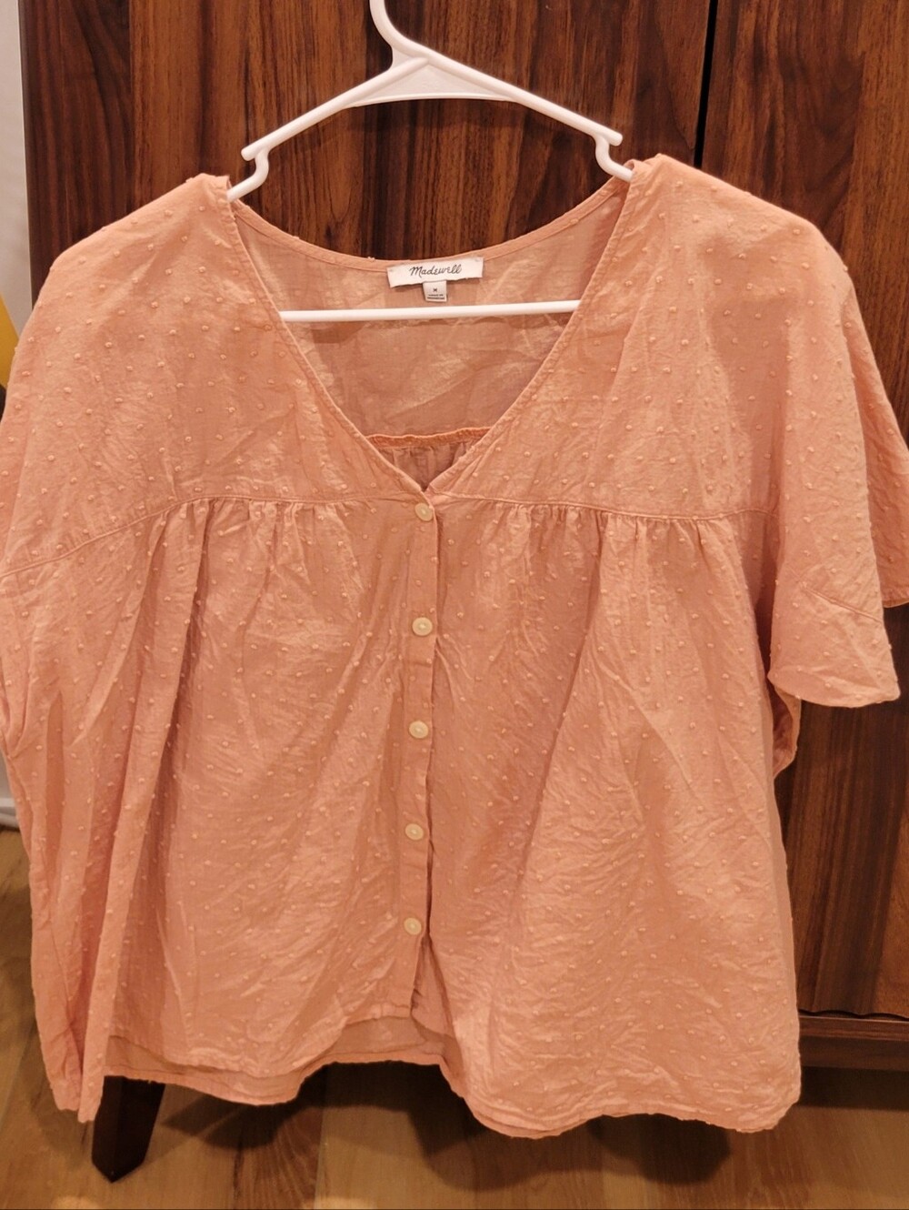 MADEWELL Rhyme Button-Front Barbie Doll Top In Clipdot